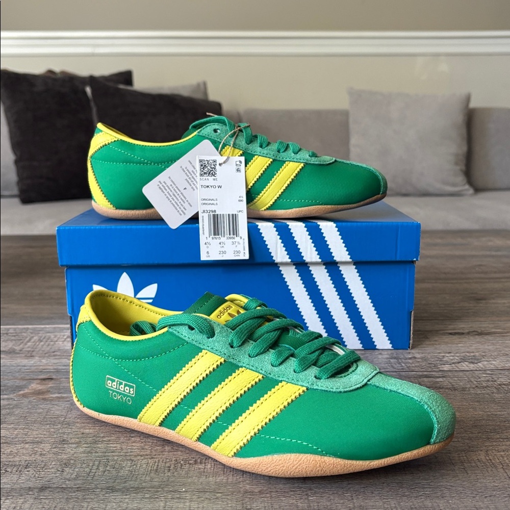 adidas Tokyo Green and Yellow Women's Sneakers - Picture 8 of 10